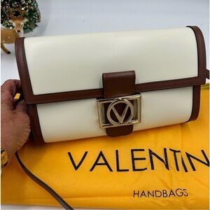 Mario Valentino Cream and Brown Shoulder Bag